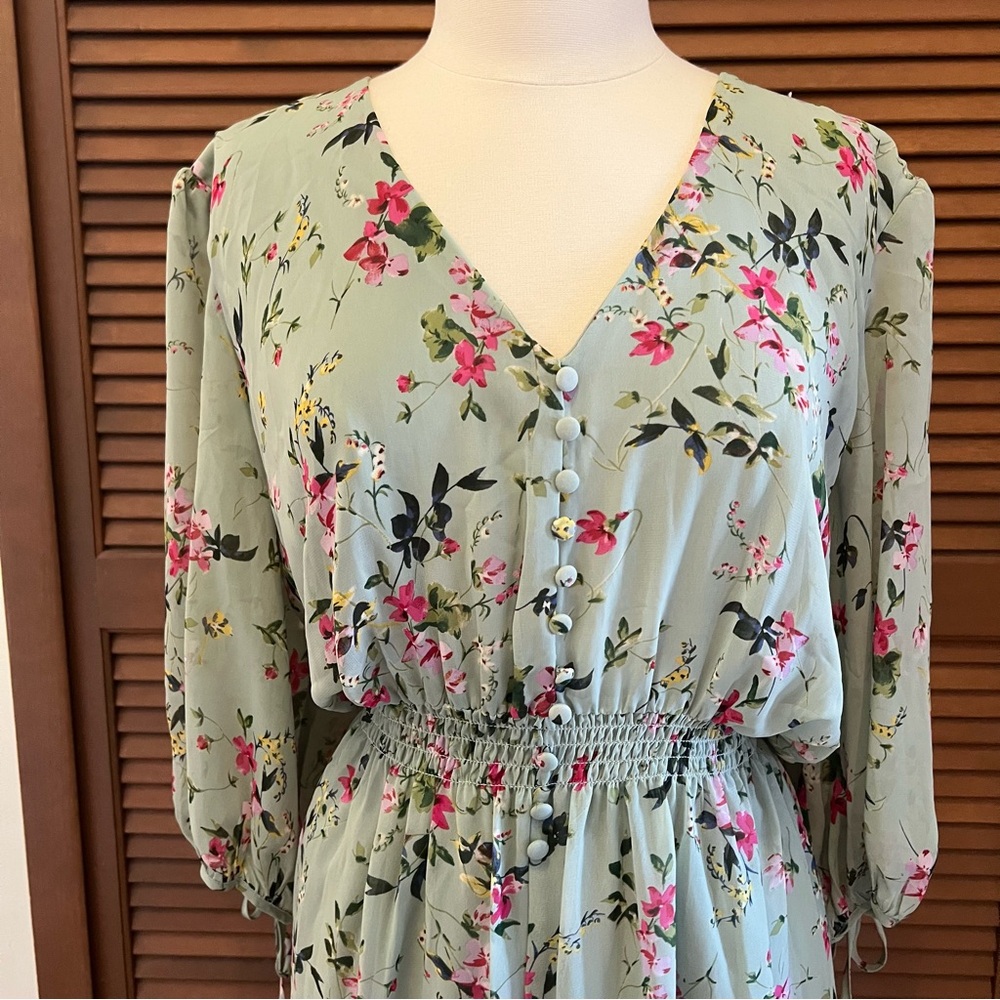 Taylor Dresses green floral chiffon dress 22W plus size NWT - Picture 3 of 15